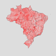 mapa do brasil em vermelho sob fundo cinza