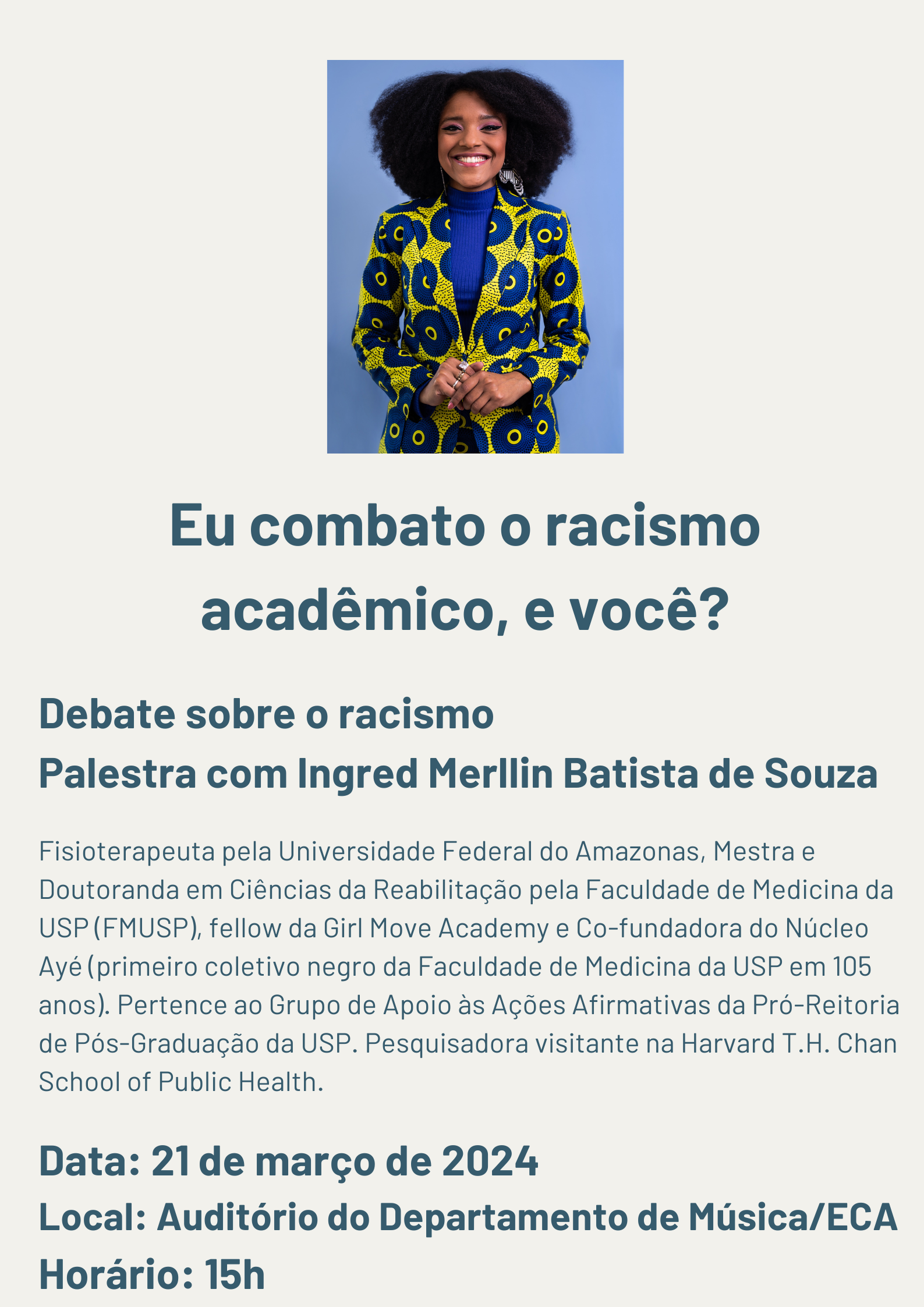 Palestra &quot;Eu combato o racismo acadêmico e você?&quot;