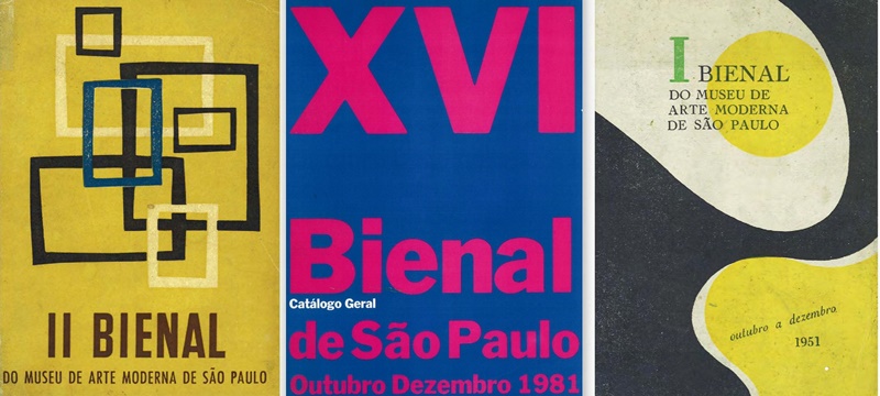 Capas de três catálogos de exposições