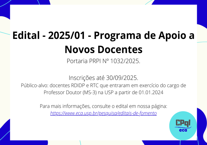 Edital 2025/01 - Apoio à novos docentes