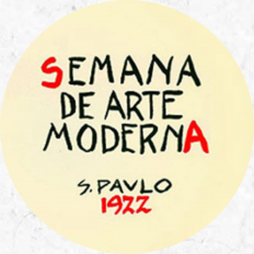 texto Semana de Arte de Moderna S. Paulo 1922 escrito em preto e vermelho