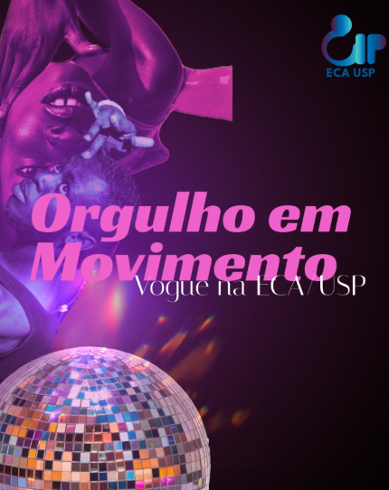 Cartaz com fundo predominantemente preto, com o título do evento centralizado em fonte rosa e o subtítulo em branco. No topo à esquerda há duas pessoas negras formando uma montagem, em que uma com filtro de cor roxa, fazendo um movimento com a mão, está sobreposta a uma com filtro de cor rosa e cabeça para baixo, com a mão no rosto. Abaixo, à esquerda, há um globo espelhado e no topo, à direita, o logotipo da CIP.