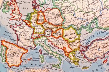 Imagem colorida de um mapa da Europa