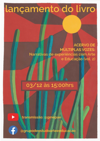 Cartaz de divulgação do evento. No cartaz há uma ilustração de vários cactos e um sol amarelo com raios vermelhos. A cor predominante do cartaz é a vermelha. Distribuídas no cartaz, informações sobre o evento em letras amarelas.