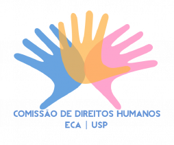 Logo, três mãos coloridas sobrepostas