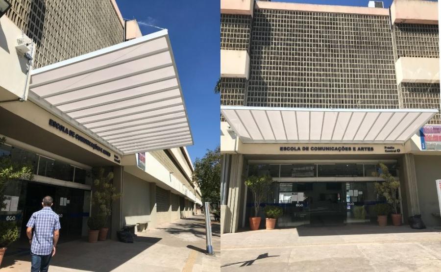 toldo no prédio central da ECA USP