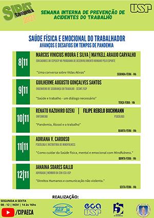 Flyer informativo da SIPAT Conjunta 2021 - Semana Interna de Prevenção de Acidentes
